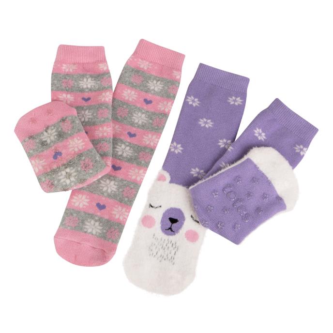 totes toasties® Childrens Original Slipper-Sox (Twin Pack) Polar Bear / Fair Isle Extra Image 2